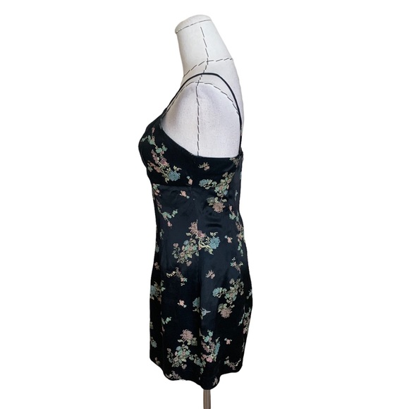 Vintage 90s Satin Finesse Dress Asian Inspired Floral Print Twee - Picture 5 of 8